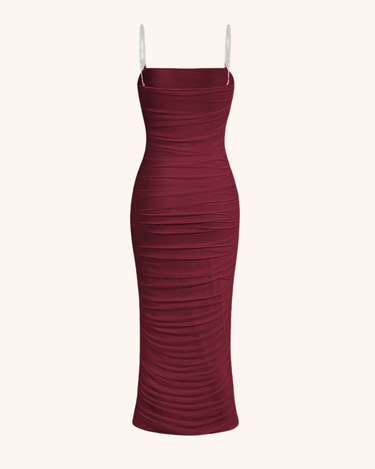 Chain Detail Ruched Cami Dress