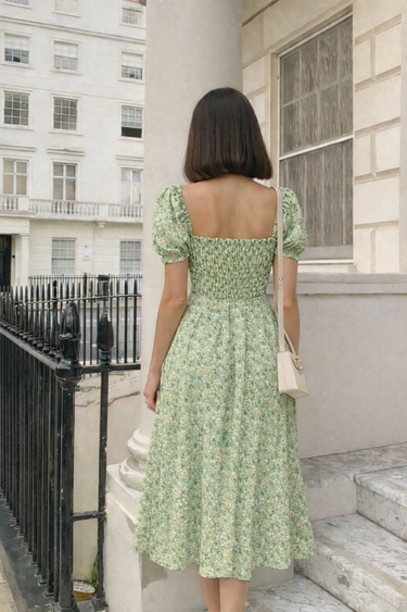 Parien Ditsy Tie Neck Maxi Dress