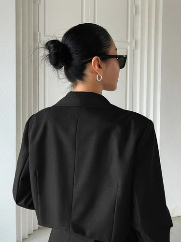 Lapel Neck Crop Blazer & Split Thigh Skirt( CLEARANCE SALE)