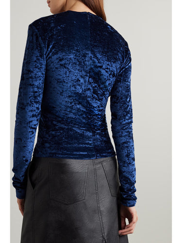 Parien Crushed Velvet Navy Top
