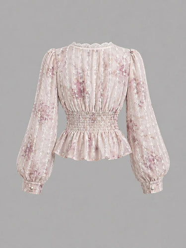 Parien Embroidered Chiffon Lace Blouse