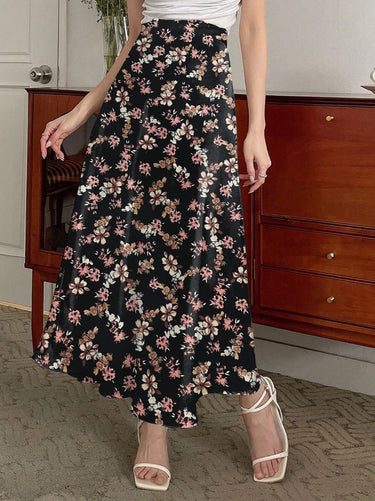 Parien Silk High Waist Solid Skirt