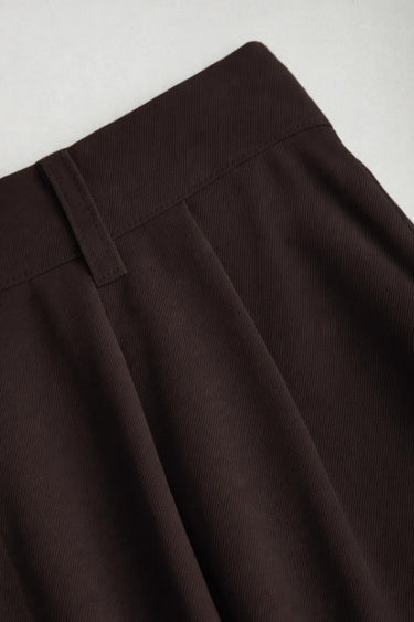 Parien Chiffon Long Sleeve Top and Chocolate Brown Minimalist Midi Skirt