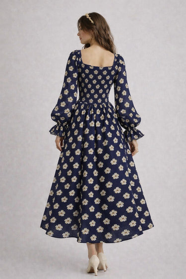 Parien Soft Bloom Blue Chiffon Dress
