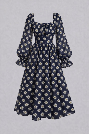 Parien Soft Bloom Blue Chiffon Dress