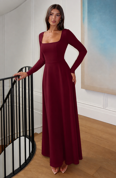 Parien Square Neck Casual Midi Dress