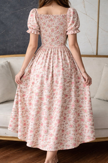 Parien Knot And Ruched Long Floral Dress