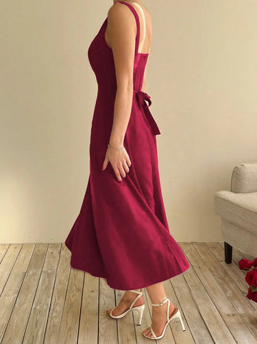 Parien Square Neck Layered Elegant Midi Christmas Sundress( CLEARANCE SALE)