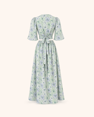 Parien Sage Floral Wrap Top and Skirt