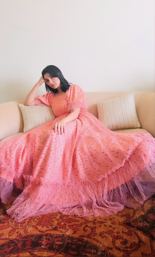 Long ruffle dress online