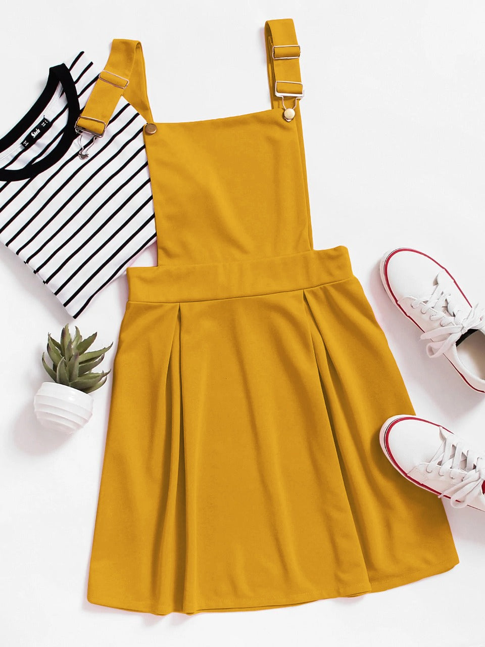 pinafore pleated dress Blue Linen Pinafore Dress with Pleated Swing Midi Silhouette Blue / Custom Order