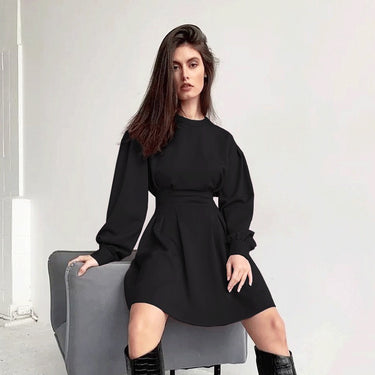 Parien Long Sleeve High Waist A-Line Dress(Clearance sale)