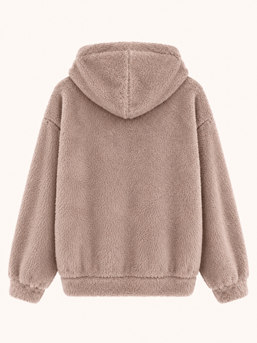 Drop Shoulder 3D Zipper Teddy Hoodie