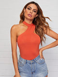 Choker Asymmetrical Neck Solid Top(Clearance Sale)
