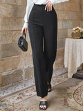 Parien Swiss Dot Wrap Blouse and Straight Leg Pants( Set)