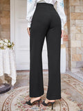 Parien Swiss Dot Wrap Blouse and Straight Leg Pants( Set)
