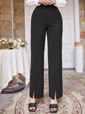 Parien Swiss Dot Wrap Blouse and Straight Leg Pants( Set)