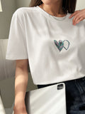 Parien Heart Print Round Neck Tee