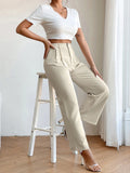 Parien Swiss Dot Wrap Blouse and Straight Leg Pants( Set)