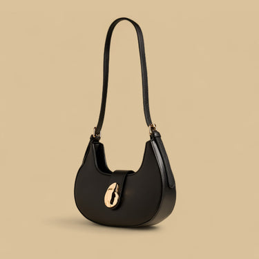 Black Shoulder Bag with Zip Closure