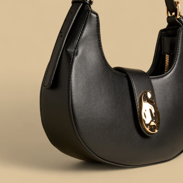 Black Shoulder Bag with Zip Closure