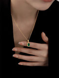 Stainless Green Gemstone Pendant Necklace