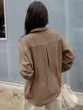 Solid Button Front Drop Shoulder Shirt