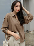Solid Button Front Drop Shoulder Shirt