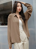 Solid Button Front Drop Shoulder Shirt