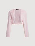 Parien Pink Solid Open Front Fuzzy Coat