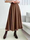 Parien Solid Long Flare Skirt