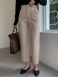 Wool High Waist Slant Pocket Pants