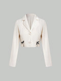 Sweetra Bow Detail Single Breasted Crop Blazer