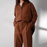 2pcs Parien Minimalist Wool Oversized Brown Co-ord Set