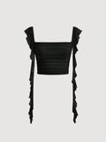 MOD Lace Trimmed Pleated Top
