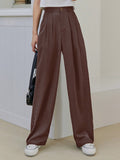 Pleated Straight Leg Loose Fit Casual Pant