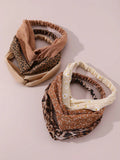 6pcs/Set Women Vintage Leopard Print, Polka Dot, Floral Fabric Headbands