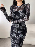 Fitted Floral Print Bodycon Dress