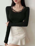 Crossed Strap Long Sleeve T-Shirt