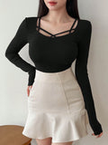 Crossed Strap Long Sleeve T-Shirt