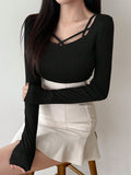 Crossed Strap Long Sleeve T-Shirt