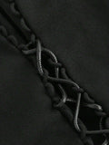 Patch Detail Long Sleeve Women's Shirt With Corset Waist