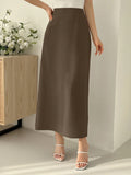 Parien Designer Brown Slim Fit Maxi Skirt