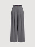 Parien Solid Color Casual Wide Leg Pants without belt