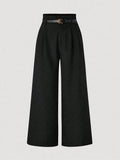 Parien Black High Waisted  without Belted Dress Pants