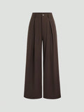 Jacquard Crimp Pleated Wide-Leg Pants