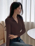 Tight-Fitting Polo Neck T-Shirt