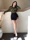 Rose Floral Sheer Long Sleeve Blouse
