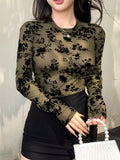 Rose Floral Sheer Long Sleeve Blouse