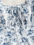 Front Tie Short Sleeve Allover Print Casual Top